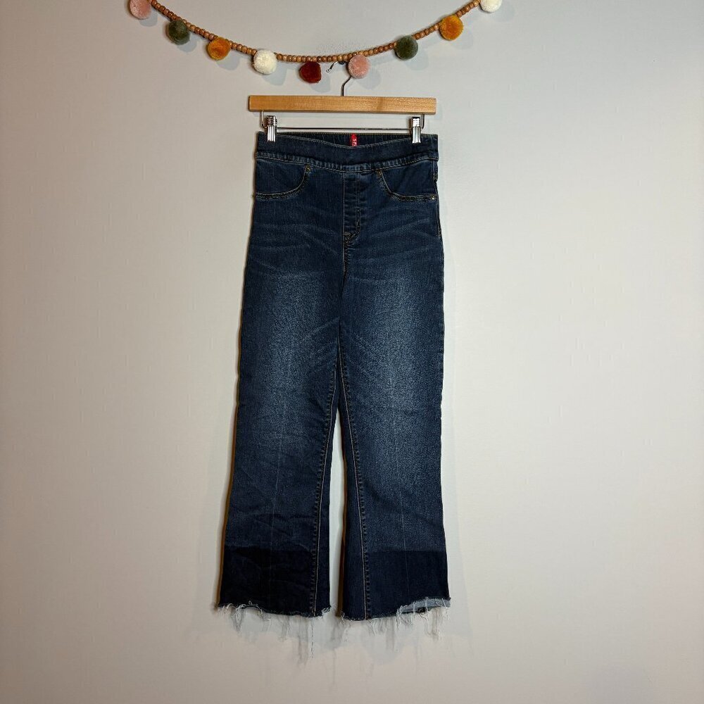 Spanx raw hem flare pull on jeans